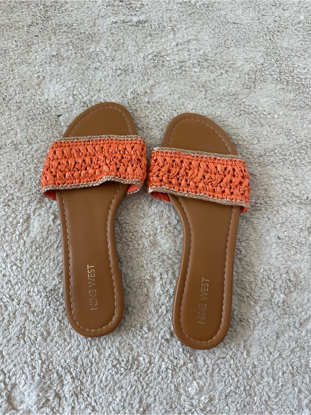 Nine West Women’s Orange Braided Slide Sandals